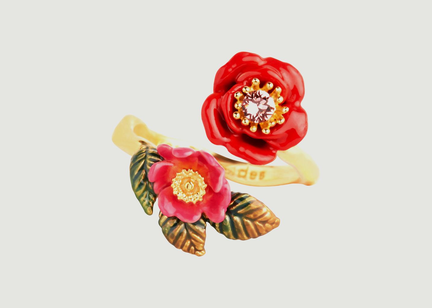 Bague ajustable duo de roses sauvages - Les Néréides