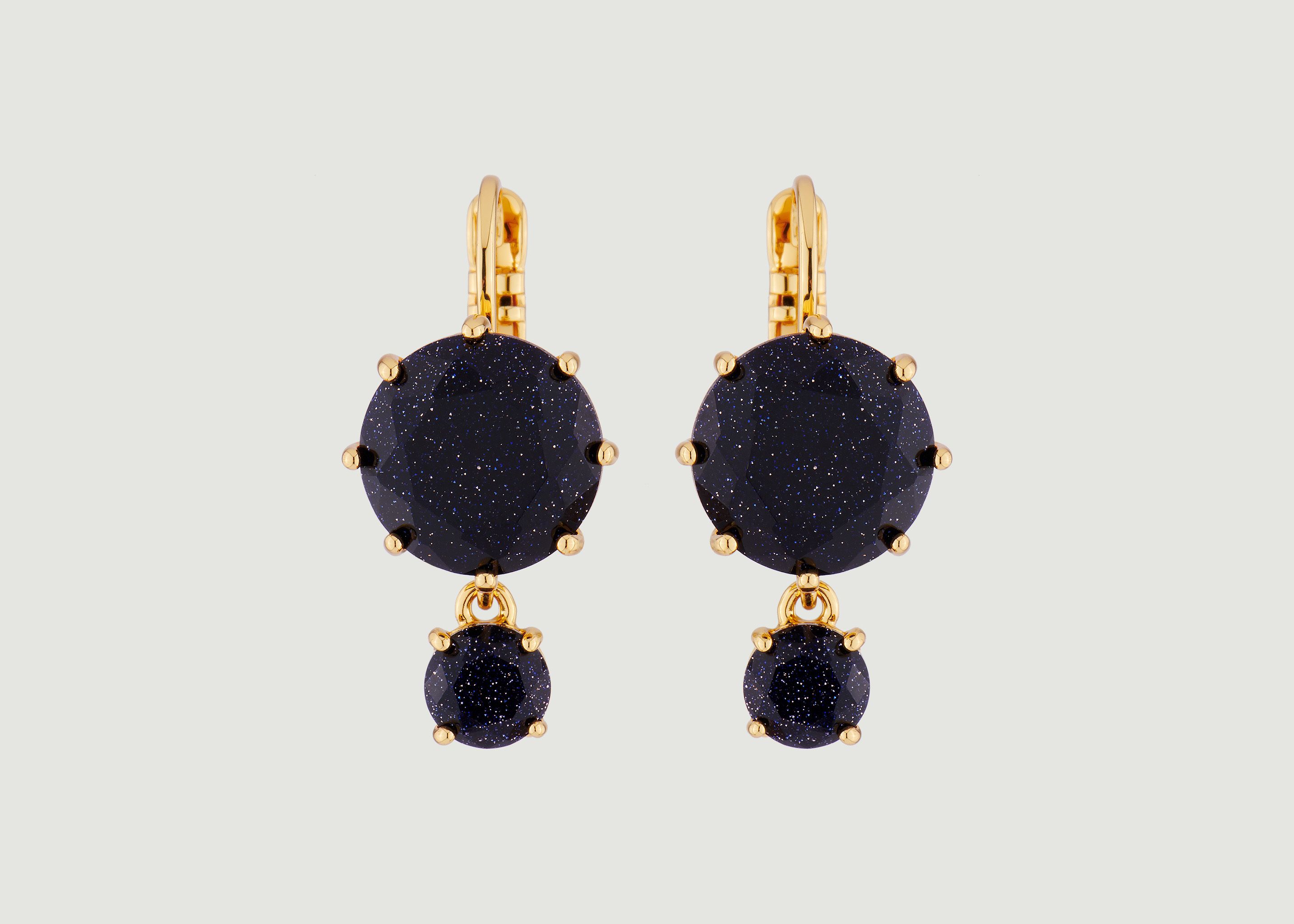 La Diamantine 2 round stones sleeper earrings - Les Néréides