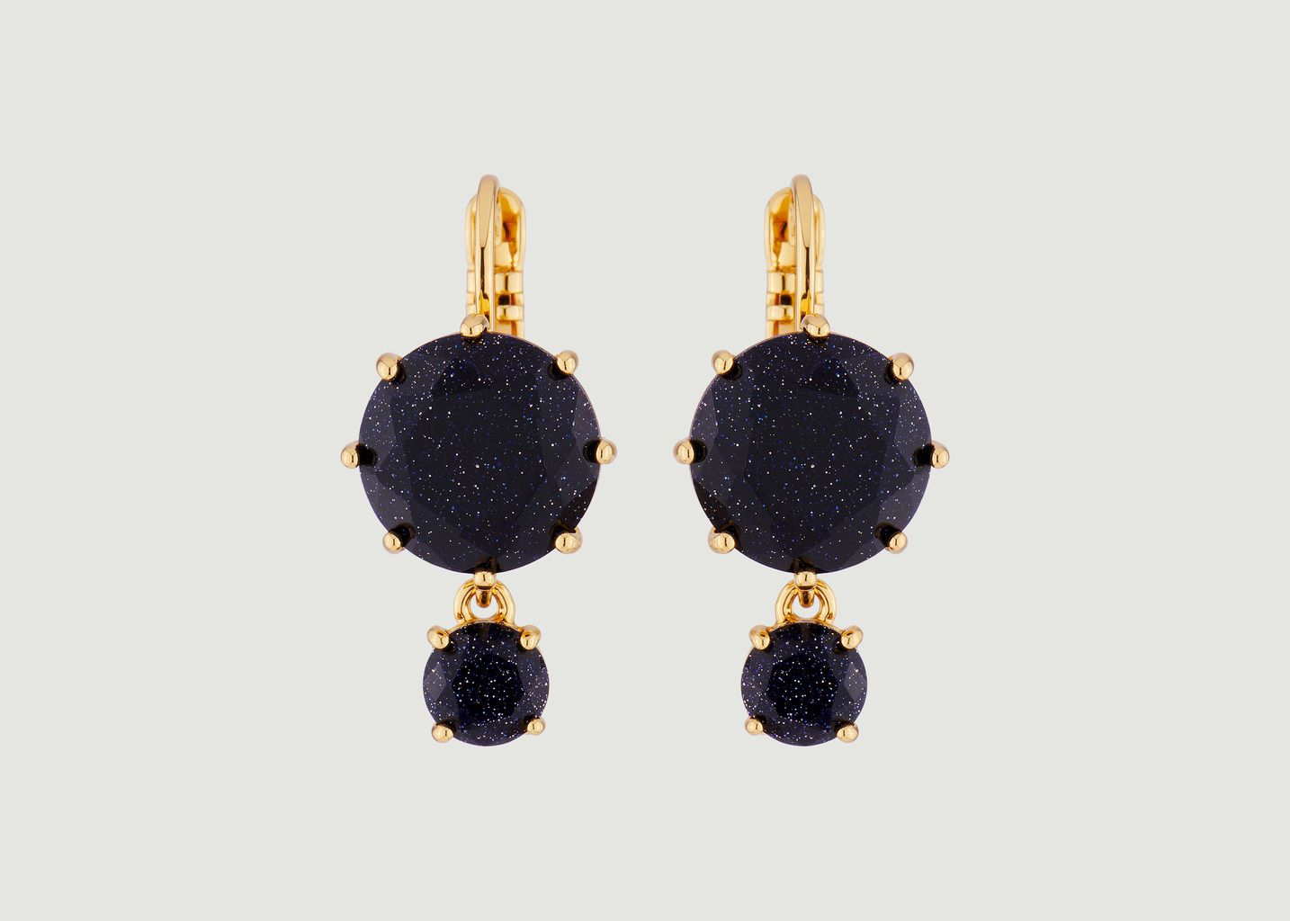 La Diamantine 2 round stones sleeper earrings - Les Néréides