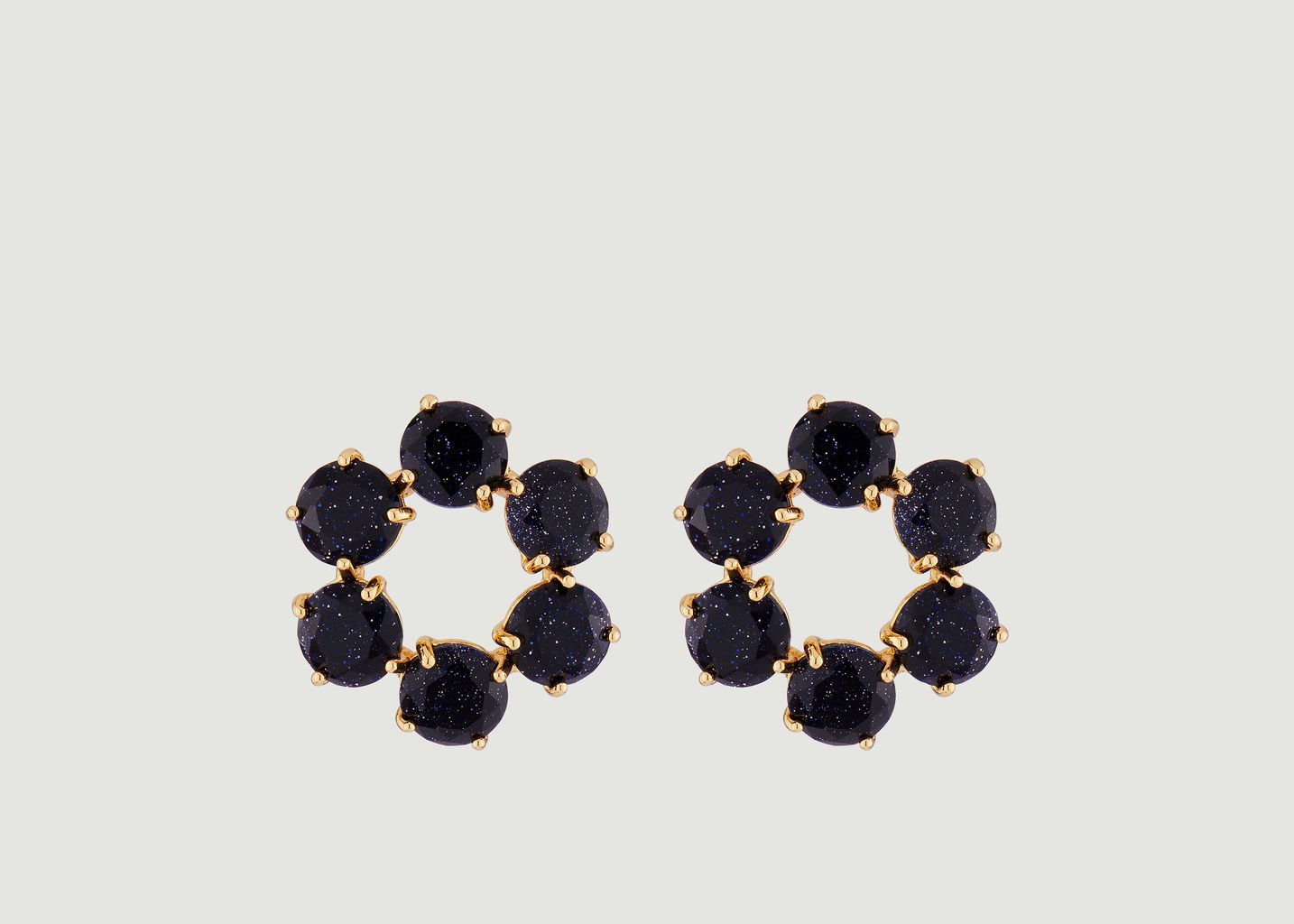 La Diamantine 6 stones hoop stems earrings - Les Néréides