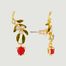 Heart-shaped mistletoe branch dangling stud earrings - Les Néréides