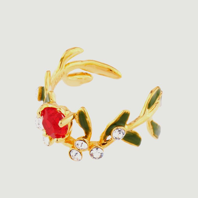 Heart-shaped mistletoe branch adjustable ring - Les Néréides