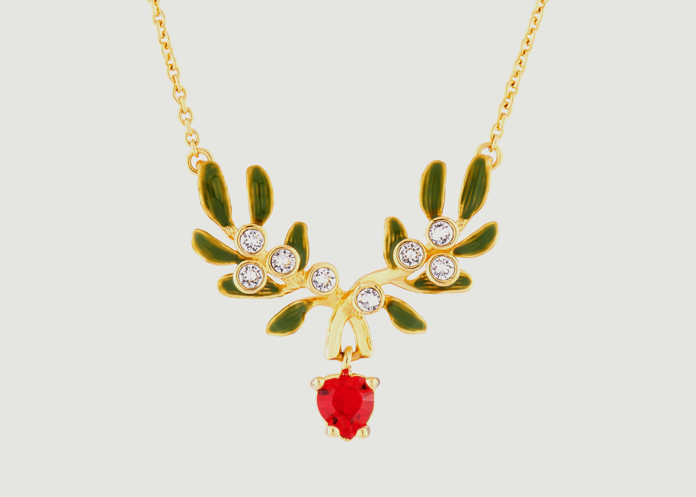 Heart-shaped mistletoe branch pendant fine necklace - Les Néréides