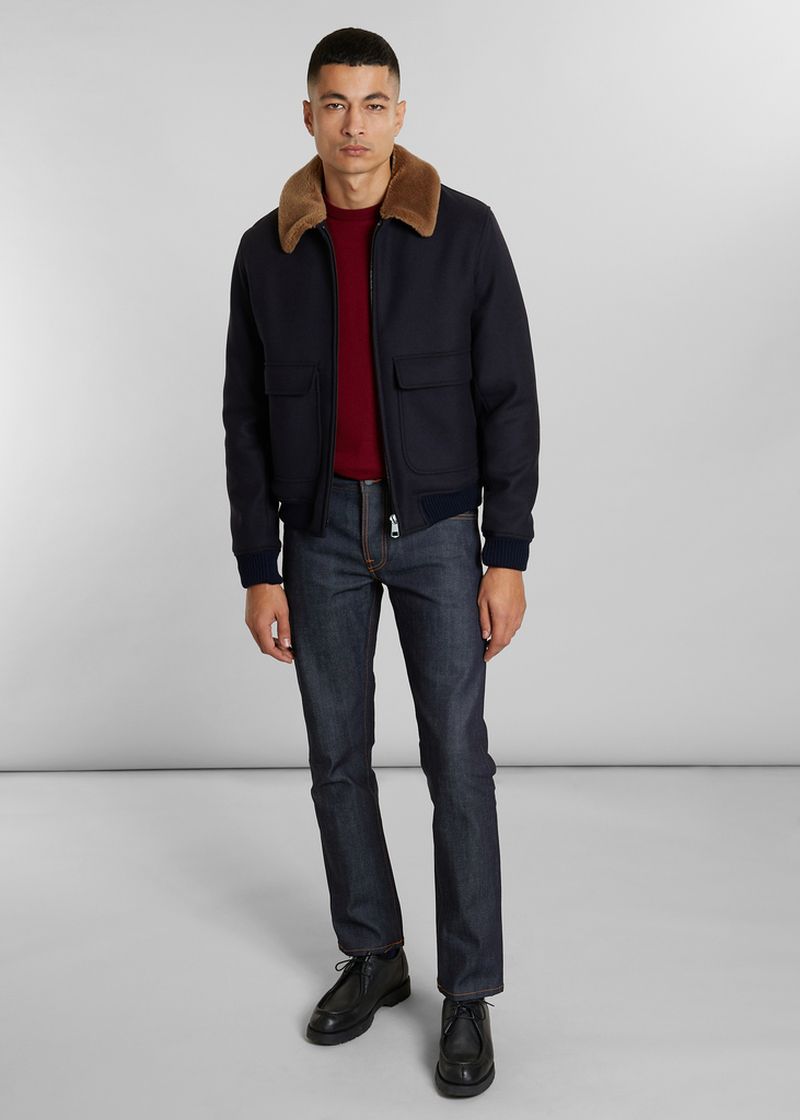 Shearling collar wool aviator jacket - L'Exception Paris