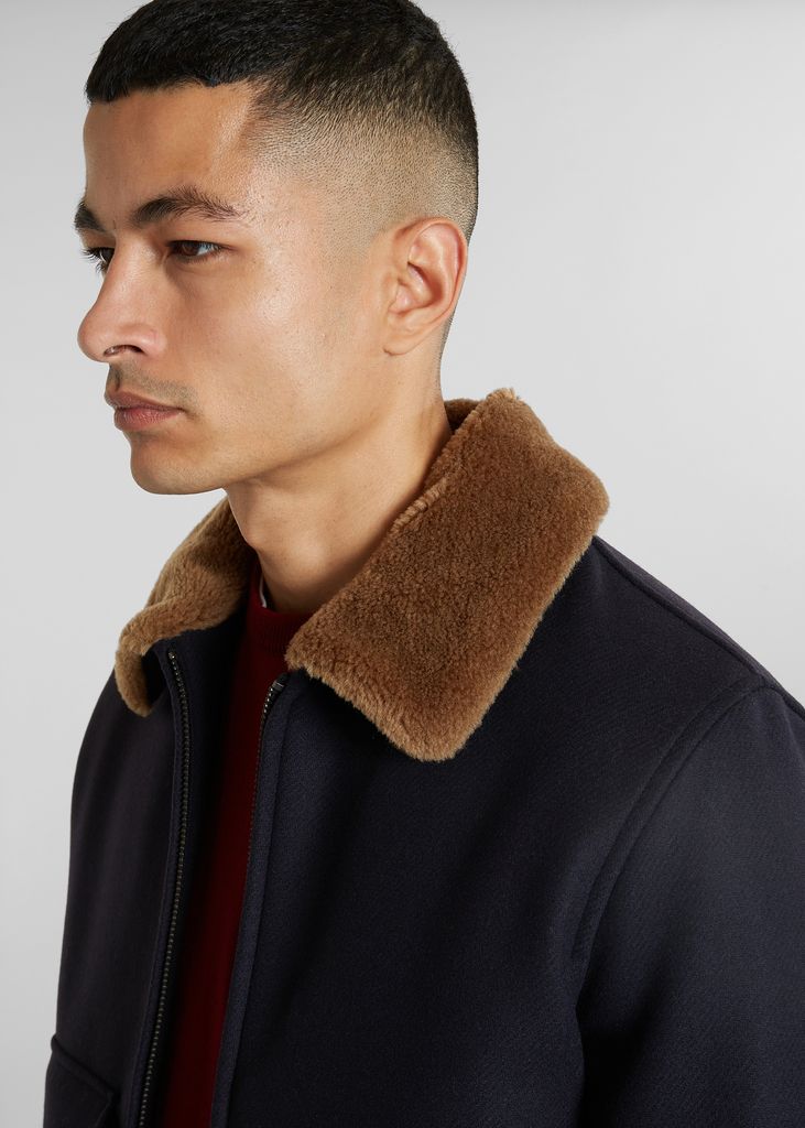 Shearling collar wool aviator jacket - L'Exception Paris
