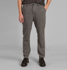 Pleated cotton twill trousers