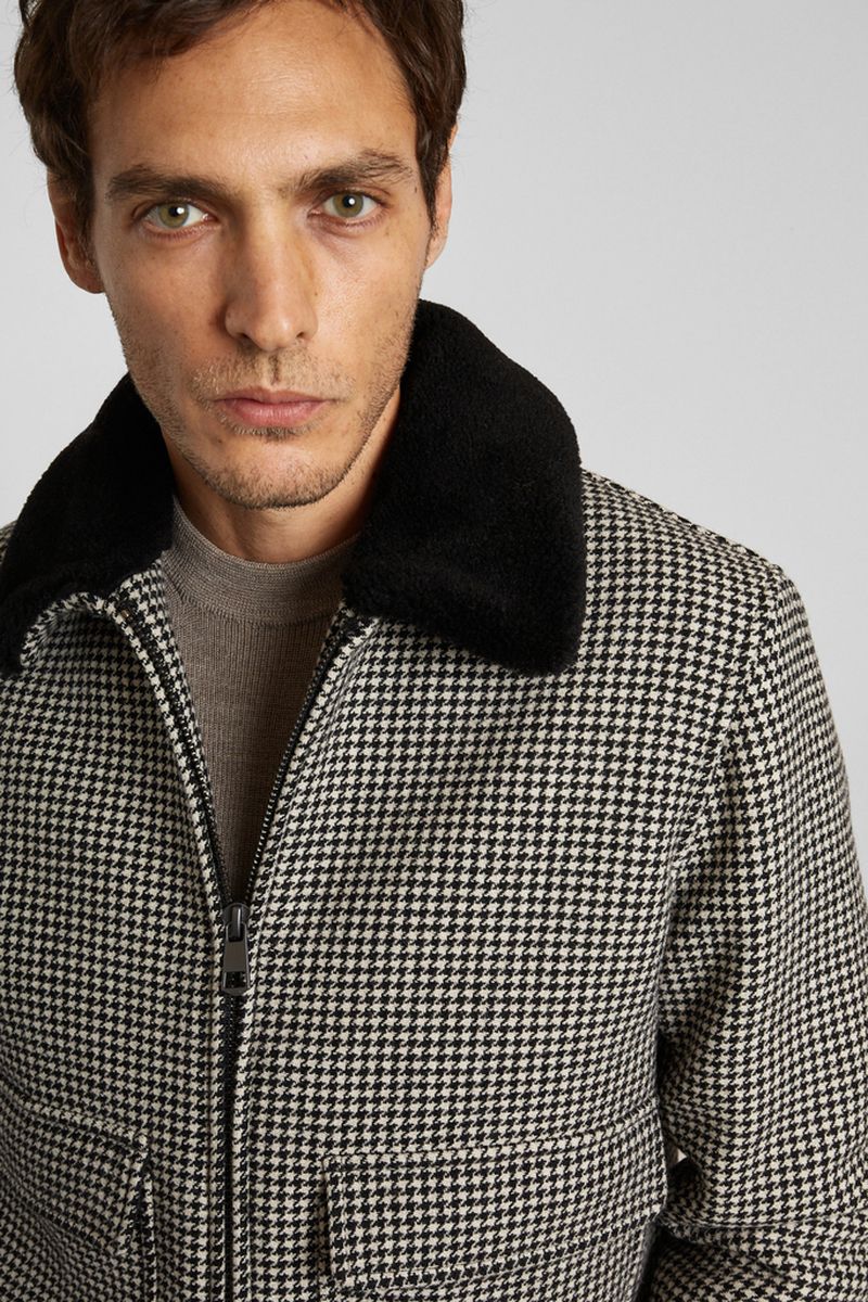 Blouson col mouton en laine vierge fabriqué en France - L'Exception Paris