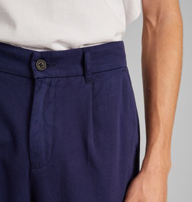 Pantalon à plis en twill de coton