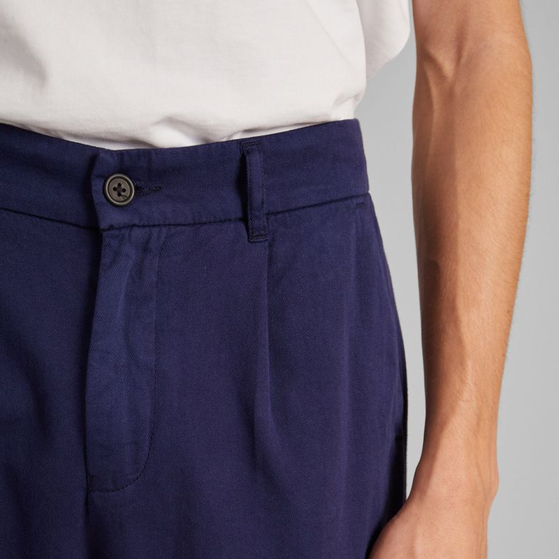 Soldes Pantalon à plis en twill de coton Bleu Marine L'Exception Paris à  -30%
