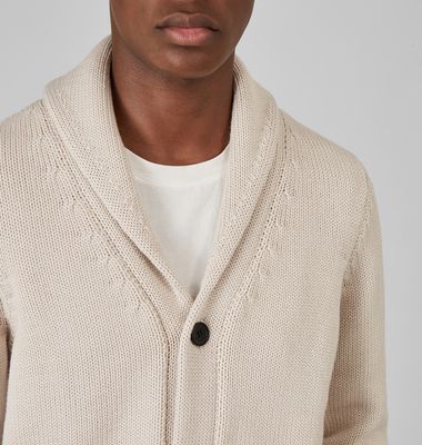 Merino wool shawl collar cardigan