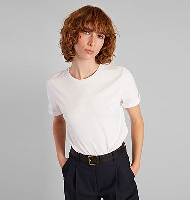 T-shirt with rolled up sleeves and embroidery