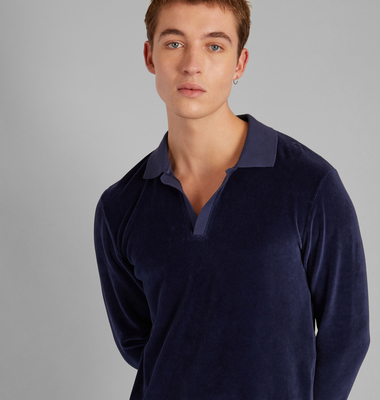 Shaved velvet polo shirt in organic cotton