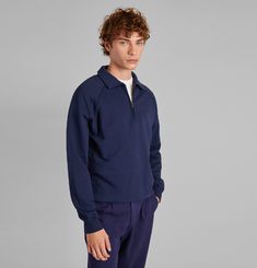 Zip polo shirt in organic cotton