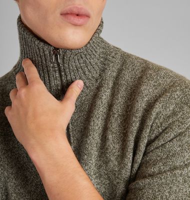 Recycled wool trucker neck sweater