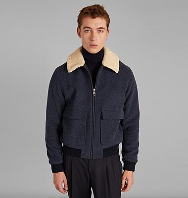 Ecru sheepskin collar jacket