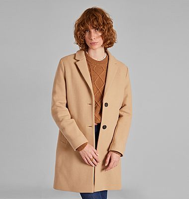 Manteau droit en laine vierge fabriqué en France