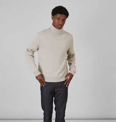Turtleneck sweater in 12-gauge cashmere and merino wool