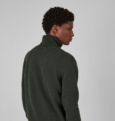 Turtleneck sweater in 12-gauge cashmere and merino wool
