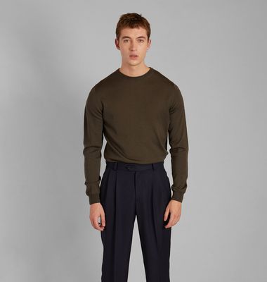 Double-pleated trousers in woolen cloth
