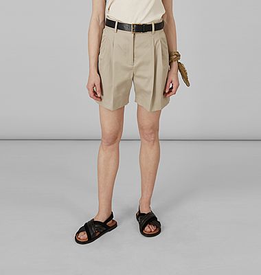 High waist shorts in cotton twill