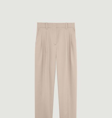 Double pleated cotton twill pants