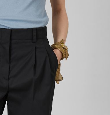 Pantalon double plis en twill de coton