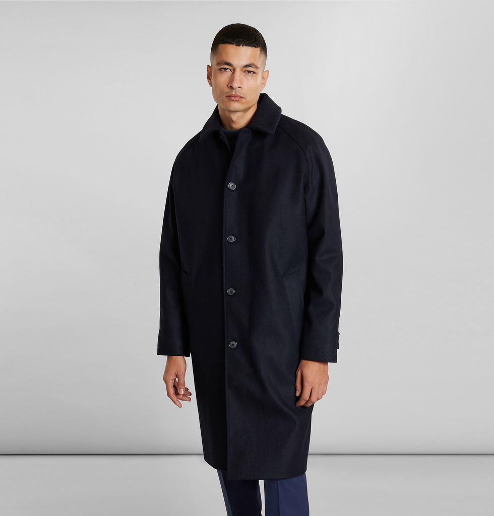 Mac loose-fitting coat raglan sleeves made in France Navy Blue L ...