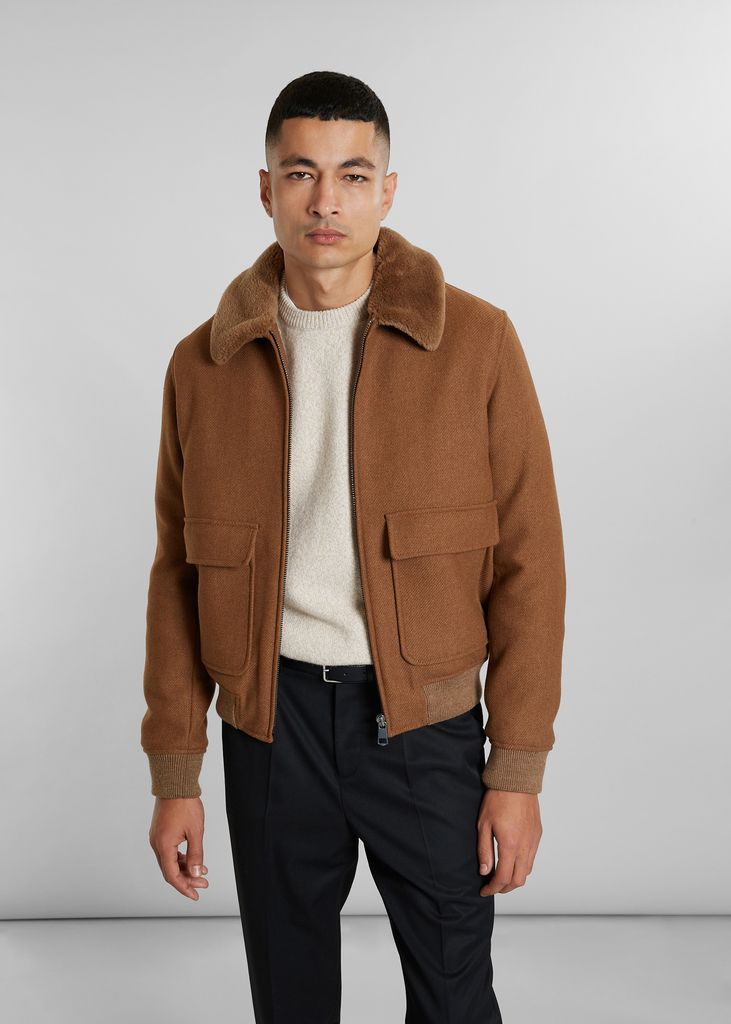 Wool sheepskin collar bomber jacket made in France - L'Exception Paris