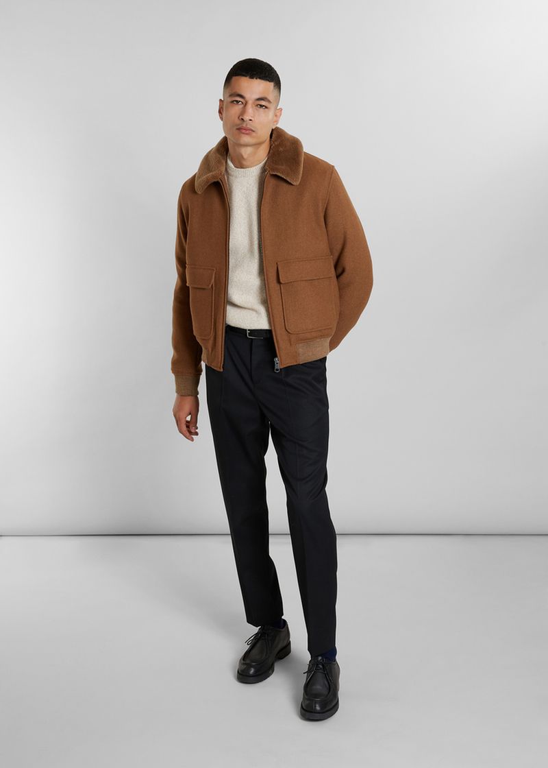 Wool sheepskin collar bomber jacket made in France - L'Exception Paris