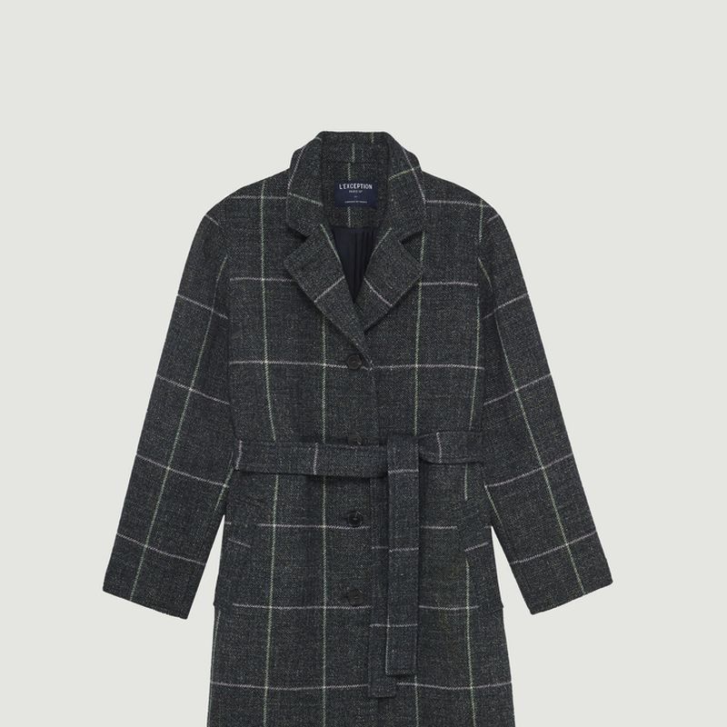 Straight belted checked overcoat made in France - L'Exception Paris