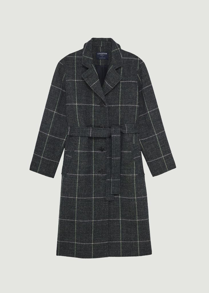 Straight belted checked overcoat made in France - L'Exception Paris
