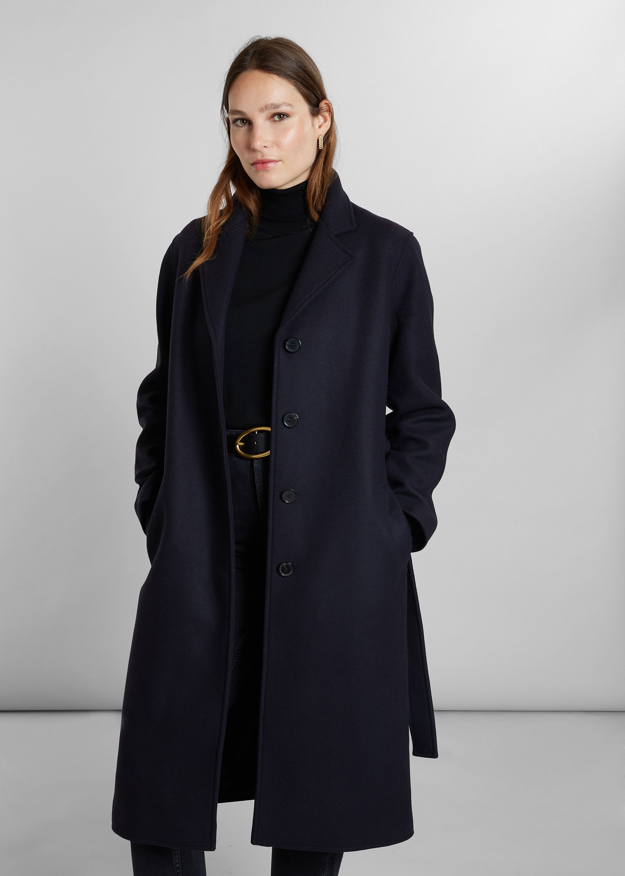 Straight belted overcoat made in France - L'Exception Paris
