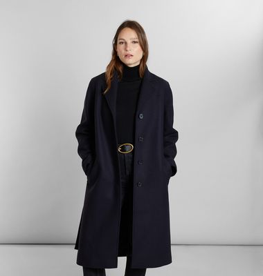 Straight belted overcoat made in France