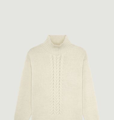 Thick twisted stand-up collar sweater