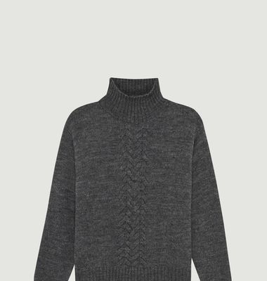 Thick twisted stand-up collar sweater