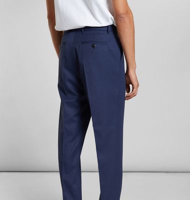 Pleated wool blend trousers