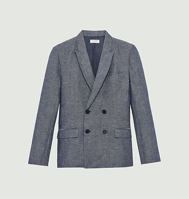 Double Breasted Suit Jacket in Japanese linen blend