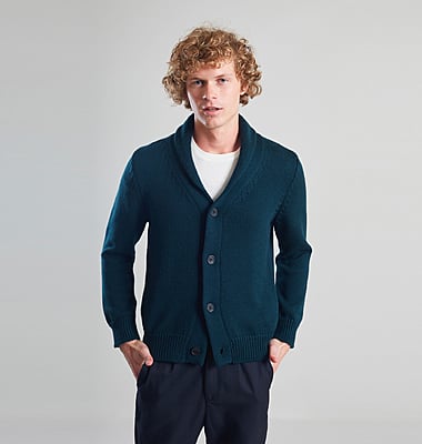 Merino-Schal-Kragen-Strickjacke