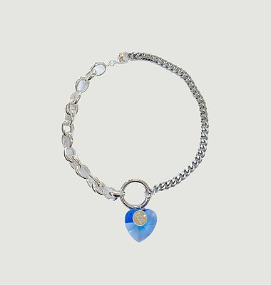 Blue Silver Heart Necklace