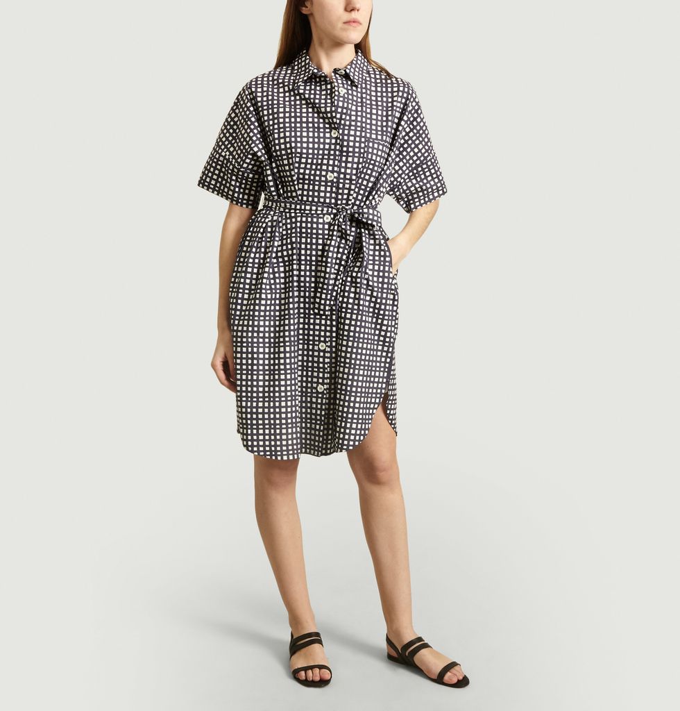 Chemisier S.Oliver à Carreaux Noir Et Blanc - Taille 34 - Manches Courtes - Neuf Sans étiquettes - Style Chic