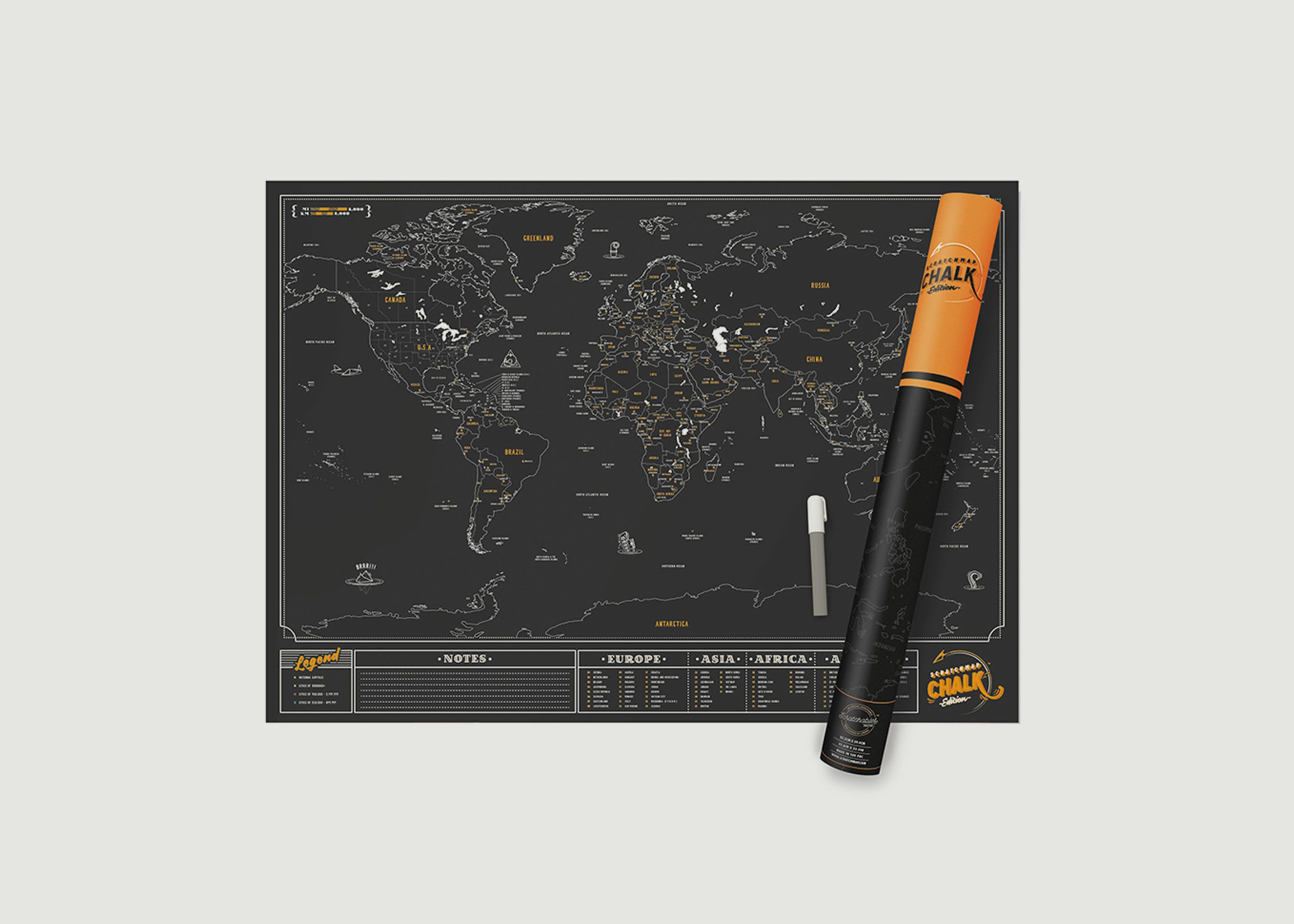 Scratch Off World Map Chalk Edition - Luckies