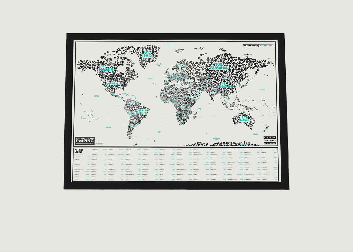 Carte À Gratter Insultes Scratch Map™ Of The F*#?ing World - Luckies