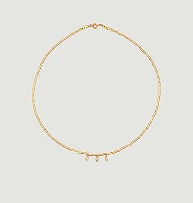 3 marquises gold plated brass chocker necklace