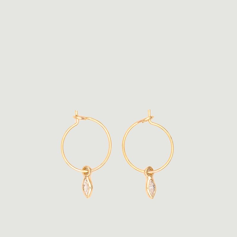 Marquises gold plated brass mini hoop earrings - Luj Paris
