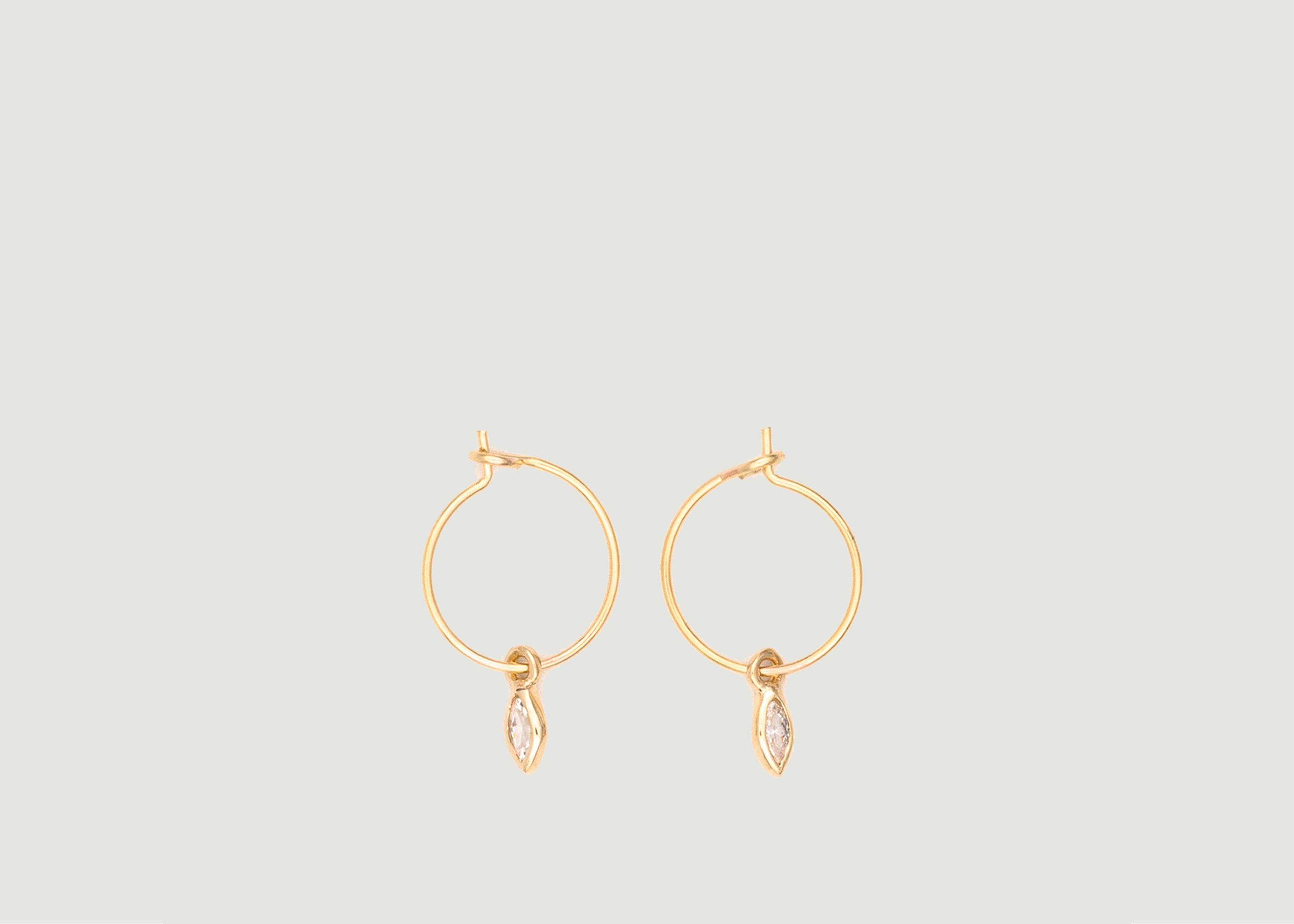 Marquises gold plated brass mini hoop earrings - Luj Paris