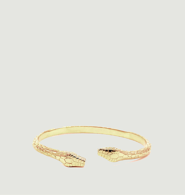 Bracelet jonc serpent double tête laiton plaqué or Vicky