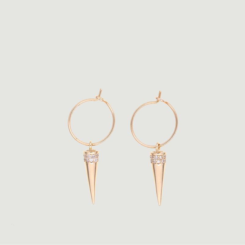 Emilie small hoop earrings with shiny peak - Luj Paris
