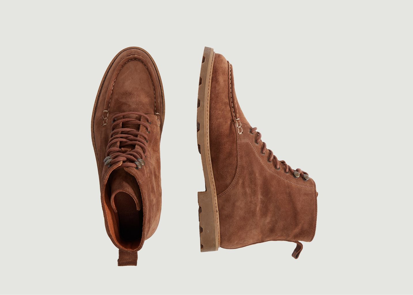 Bottines en croûte de cuir à lacets Lucas - M. Moustache