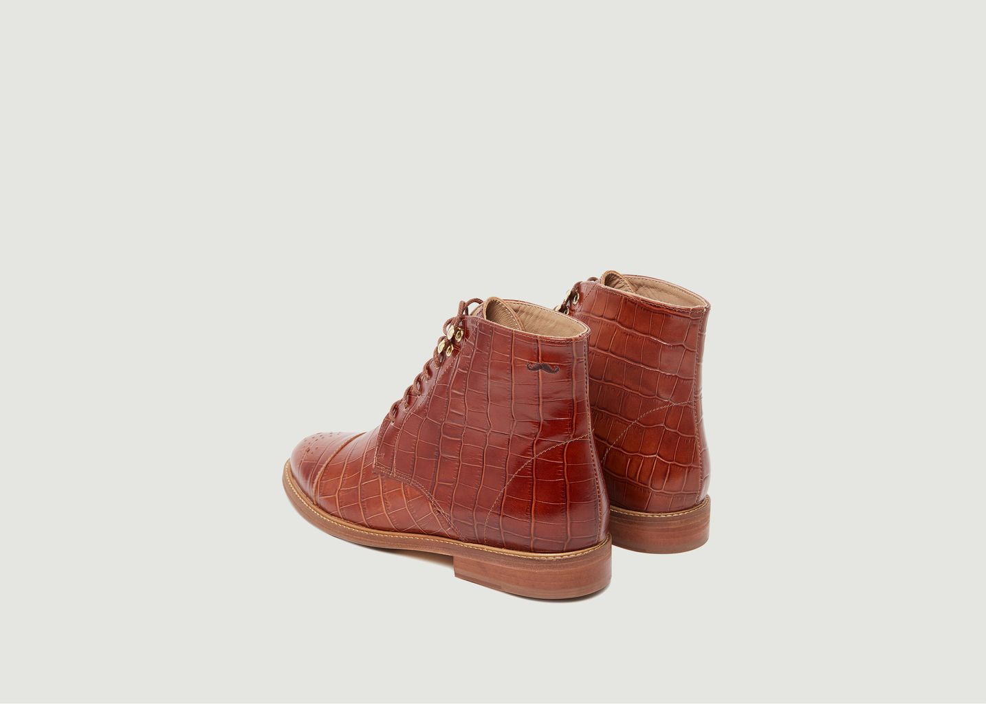 Bottines à lacets en cuir façon croco Lucienne - M. Moustache