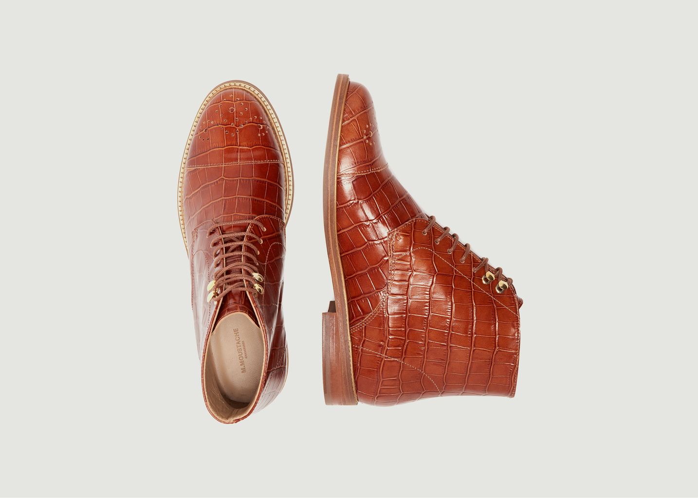 Bottines à lacets en cuir façon croco Lucienne - M. Moustache